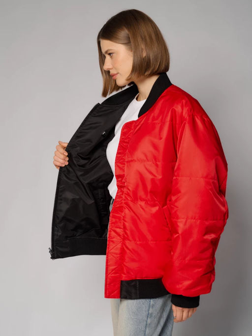 Куртка- бомбер женская 12411-22039 black/red