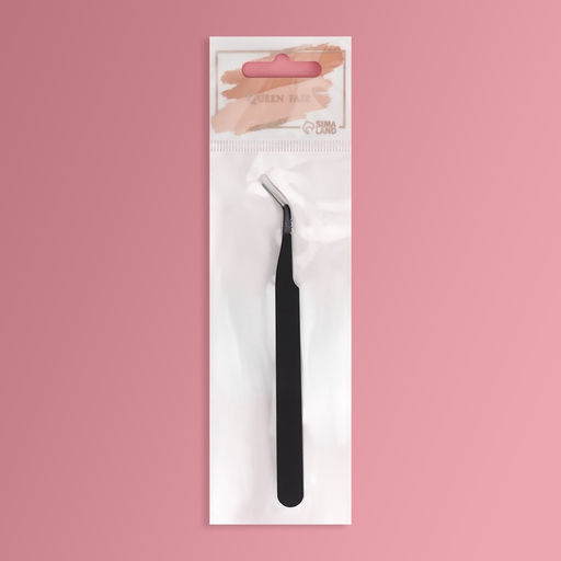 Пинцет для наращивания ресниц, загнутый, 12 см, чёрный