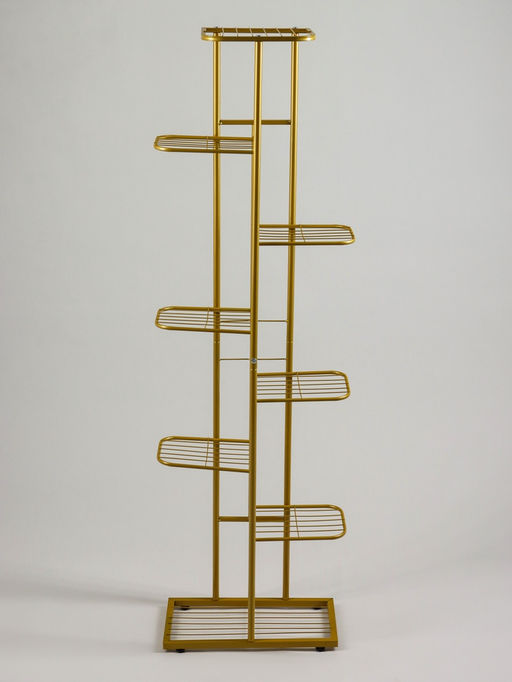 Подставка для цветов Greengo, 8 полок, 43×22×141 см, напольная, металл, цвет золотой