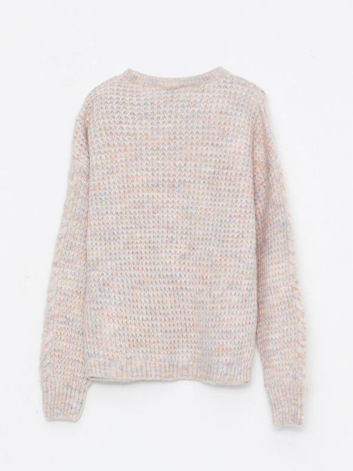 Bisiklet Yaka Sa? ?rg?s? Desenli Uzun Kollu K?z ?ocuk Triko Kazak - Waikiki фото 2