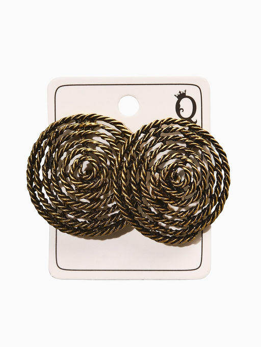 Цена за 2 шт. Клипсы «Гипноз», круг из веревки, цвет чернёное золото