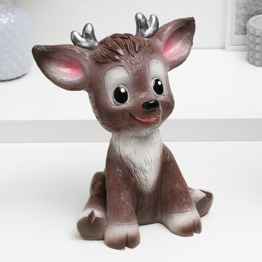 Копилка для денег Радостный олененок, гипс, коричневый, 24 см