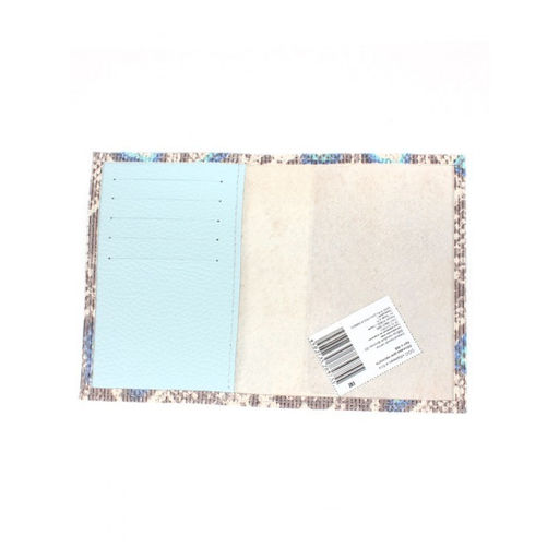 Обложка для паспорта Croco-П-405 (5 кред карт) натуральная кожа серый/синий питон/голубой св флотер (506/20) 265339 фото 2