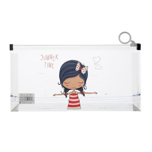 Цена за 12 шт. Папка-конверт на молнии формат А6, 180мкр, с рисунком «Маленькая девочка», МИКС