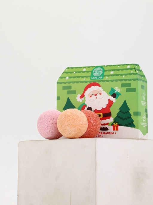Бомбочки для ванны в домике «Дед Мороз», набор 6 шт х 40 г, URAL LAB