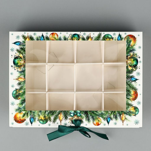 Цена за 5 шт. Коробка под 12 конфет с ячейками С Новым годом! 18.5 х 13.5 х 3.5 см - Дарите счастье фото 3