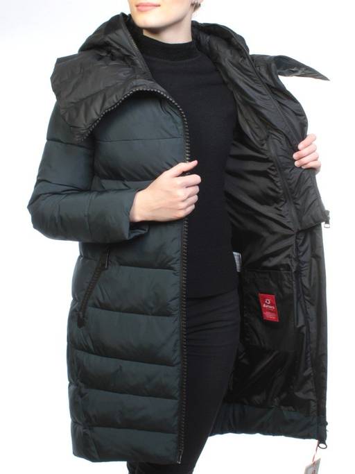 16010 DK. GREEN Пальто женское зимнее (200 гр. холлофайбер)