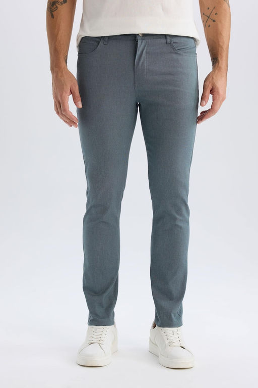 Slim Fit Yazl_k Chino Kanvas Dokulu Pantolon - Defacto фото 4