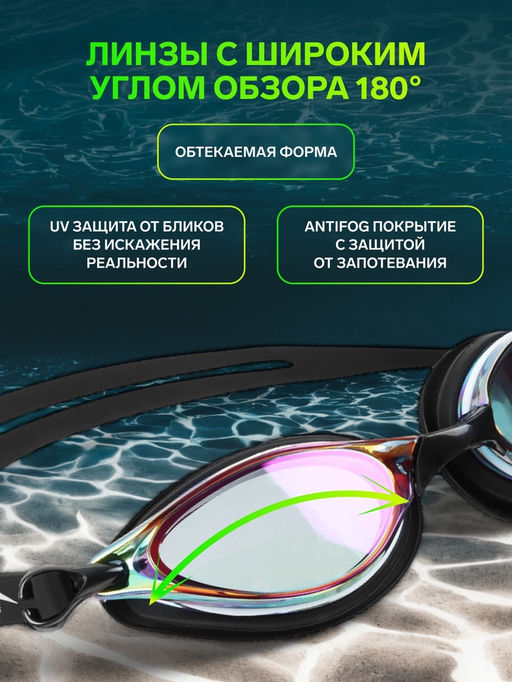 Очки для плавания ONLYTOP, беруши, набор носовых перемычек, UV защита