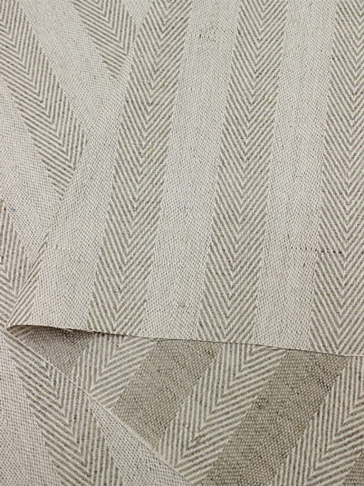 Полульняной жаккард Елочка цв.суровый, ш.1.6м, лен-50%, хлопок-50%, 200гр/м.кв - Купава фото 6