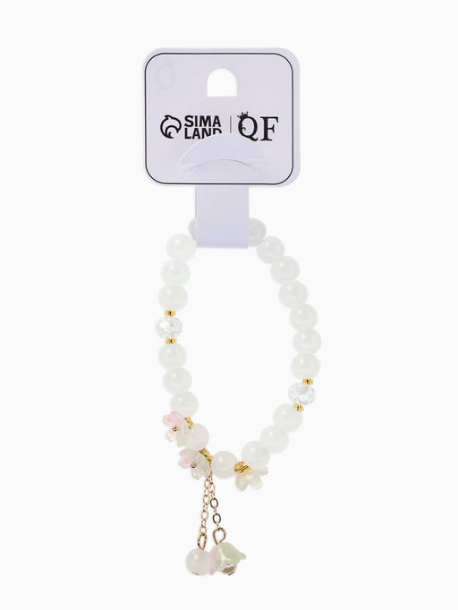 Браслет "Цветы Незабудки" шар №8, цвет бело-розовый