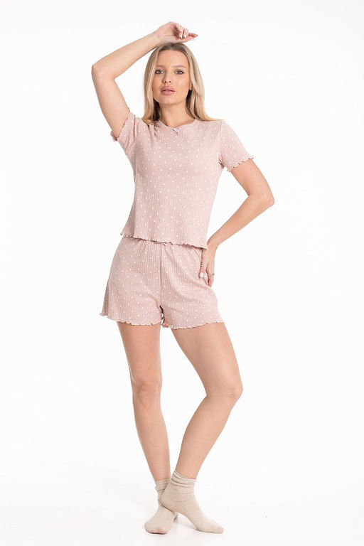 Пижама М325373пб пудровый/белый