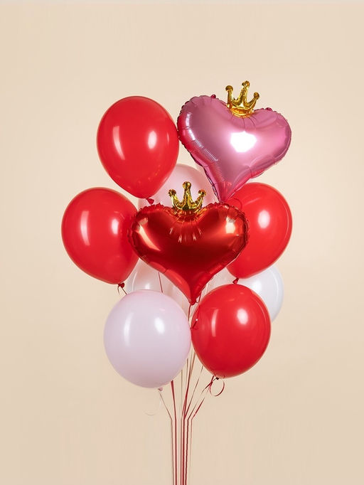 Воздушный шар фольгированный 18 Сердце с короной, набор 5 шт., красный - Страна карнавалия фото 3