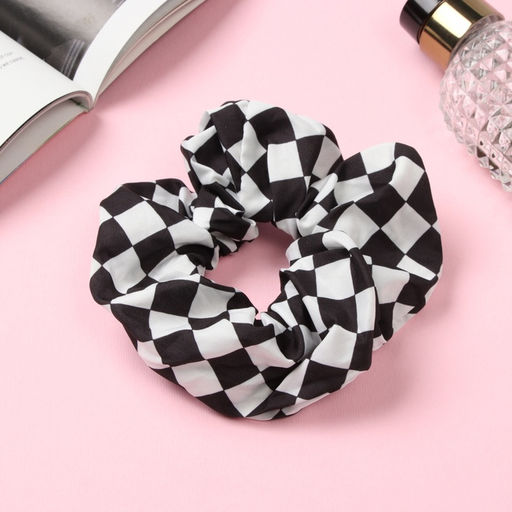 Цена за 2 шт. Резинка для волос «Орбита», клетка стиль, 12 см, чёрно-белая