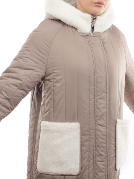 2639 BEIGE Пальто двухстороннее женское еврозима (100 гр. холлофайбер, искусственный мех) - Fashion фото 2