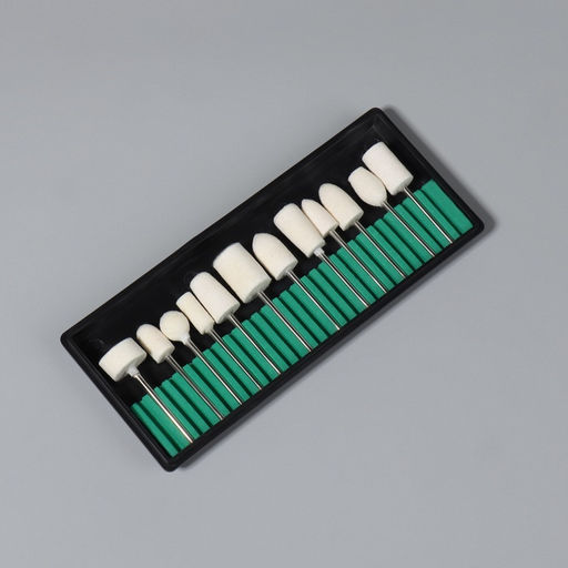 Фрезы войлочные для маникюра в пластиковом органайзере, 12 шт.