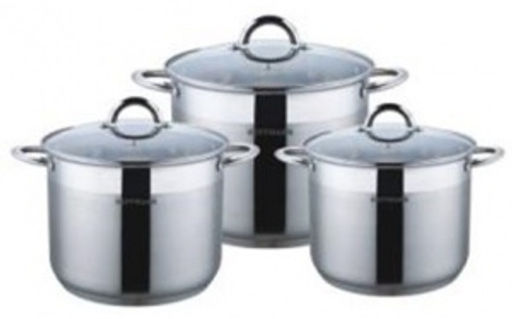 Набор кастрюль 6 пр. нержавеющая ст. (кастрюли 3шт-14,2л, 16,2л, 19,2л) НМ 6699