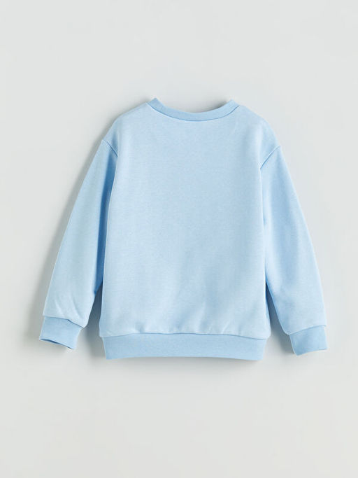 Bisiklet Yaka Bask?l? Erkek ?ocuk Sweatshirt