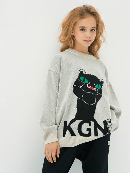 Серый вязаный джемпер для девочки - Kogankids фото 5