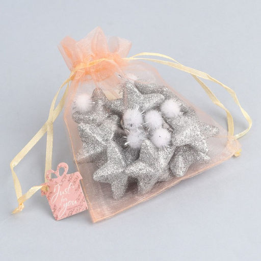 Цена за 10 шт. Мешочек подарочный органза оранжевый «Для тебя», с шильдиком, 10 х 12 см +/- 1.5 см