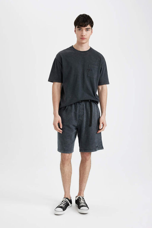 Boxy Fit Bisiklet Yaka Bask?l? K?sa Kollu Tisort - Defacto фото 4