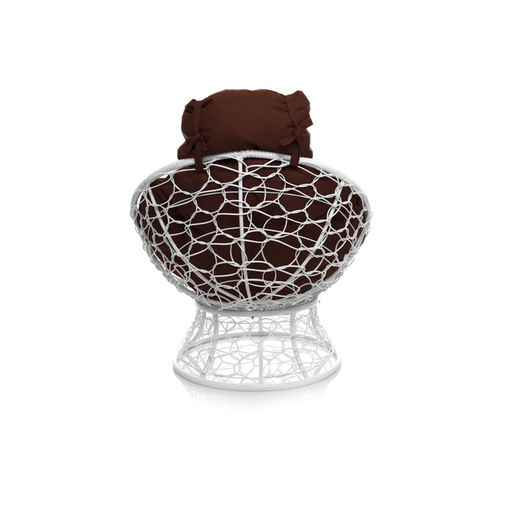 Кресло садовое «Папасан мини», 77×81×68 см, с искусственным ротангом, белое, с коричневой подушкой