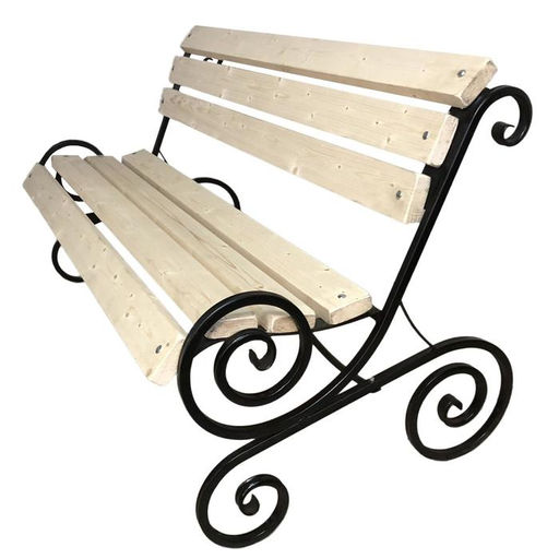 Скамейка садовая «Завиток», 150×95×100 см, дерево, металл, со спинкой