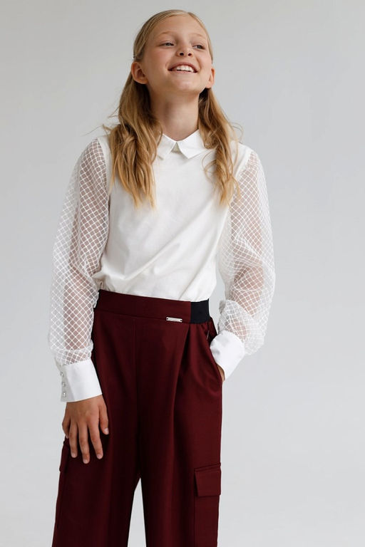 Бордовые брюки для девочки Mooriposh, модель 0426 - Инфанта фото 10