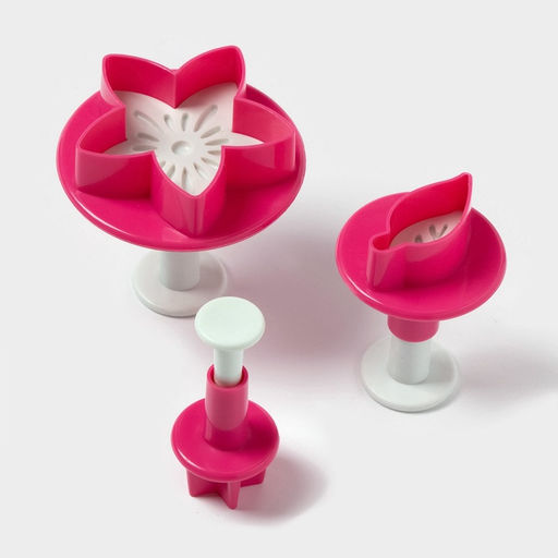 Плунжеры кондитерские Доляна Цветок. Листок. Звёздочка, набор 3 шт., пластик, розовые  фото 10