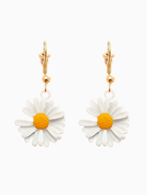 Цена за 2 шт. Серьги металл «Ромашки», жёлто-белые