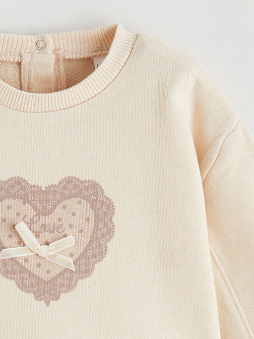 Bisiklet Yaka Kurdele Detayl? K?z Bebek Sweatshirt