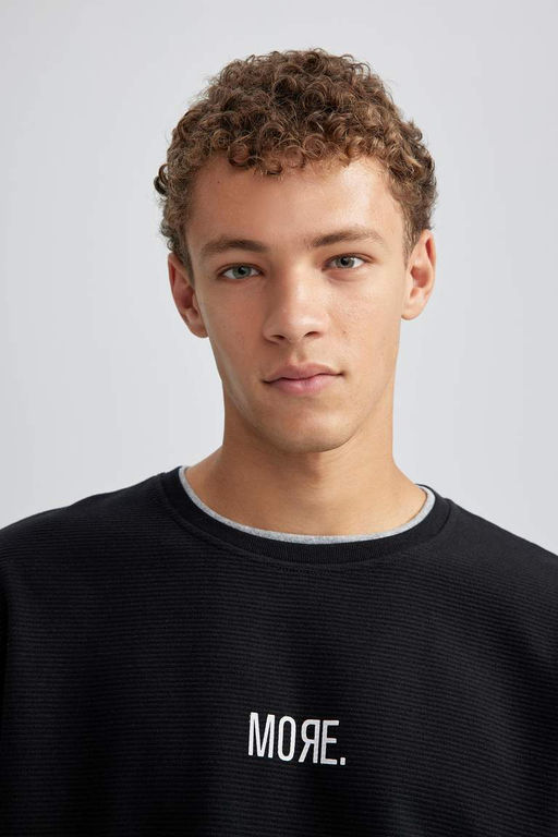 Толстовка оверсайз с круглым вырезом и принтом - Defacto фото 6