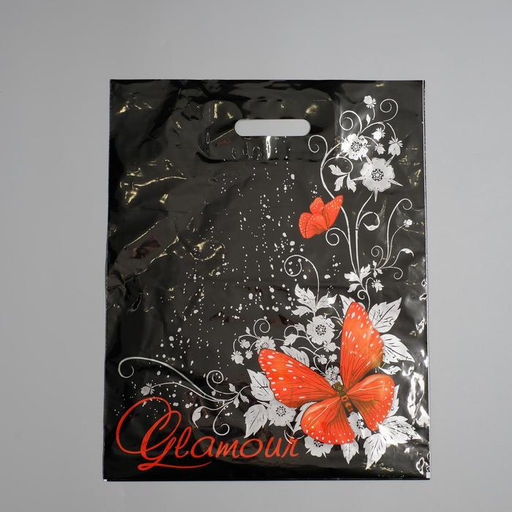 Цена за 50 шт. Пакет Гламур, полиэтиленовый с вырубной ручкой, 60 мкм, 38?47 см