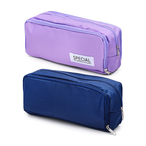 Пенал-косметичка "Teddy" 21,5x8x5 см, прямоугольный для 75 предметов, на молнии, черный