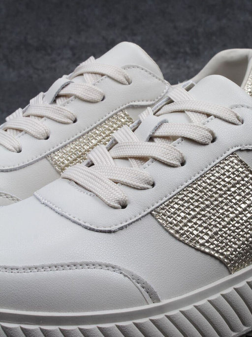 03-A1018-2 LT. BEIGE/GOLD Кроссовки женские (натуральная кожа)