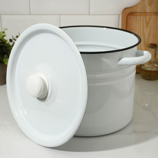 Цена за 2 шт. Кастрюля эмалированная, 9 л, d=21 см, с крышкой, без деколи, белая