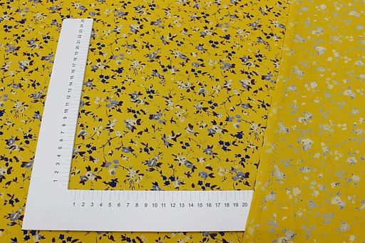 Штапель Премиум Цветочная грация цв.горчично-желтый, ш.1.44м, вискоза-100%, 120гр/м.кв - Купава фото 4
