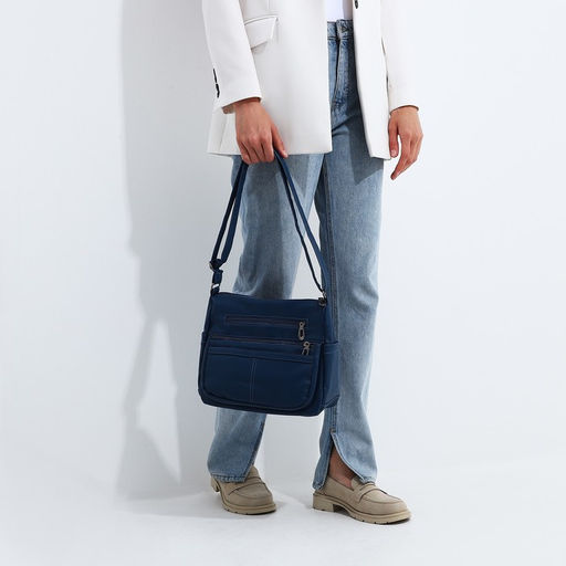 Сумка-мешок на молнии, цвет синий - Simaland фото 7