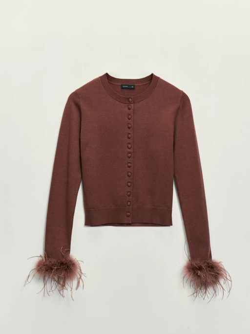 Кардиган с перьями на манжетах / Zarina