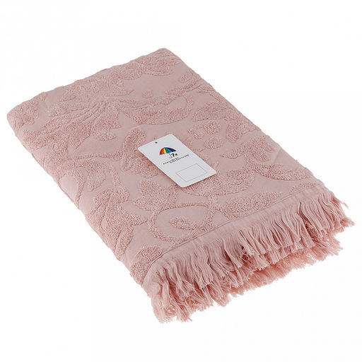 Полотенце махровое "Королевский шик" 70х140см, хлопок 100%, с бахромой, пыльная роза (Китай)