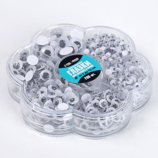 Набор самоклеящихся глазок для кукол и игрушек 4-12 мм, 700 шт.