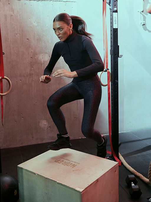 Beli Lastikli Desenli Kad?n Spor Tayt