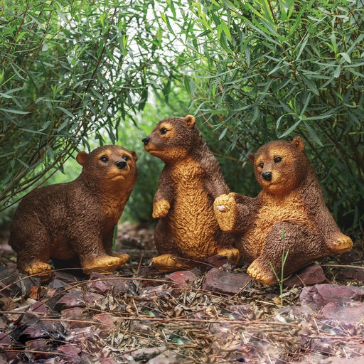 Садовая фигура из полистоуна «Мишки бурые», 42×18×24 см, набор 3 шт.