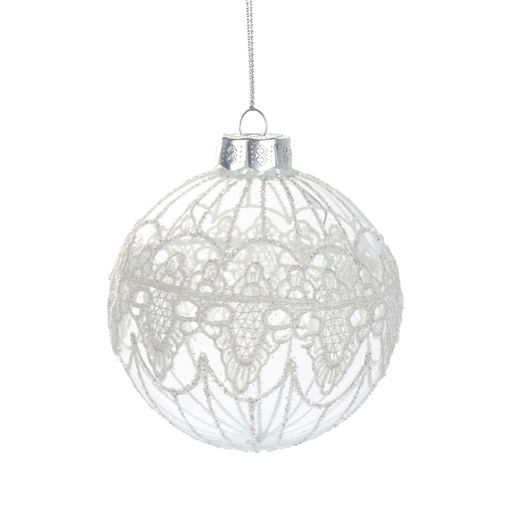 Украшение новогоднее Шар "Кружева" (блок 12), D 8 см, L8 W8 H8 см, 4в.