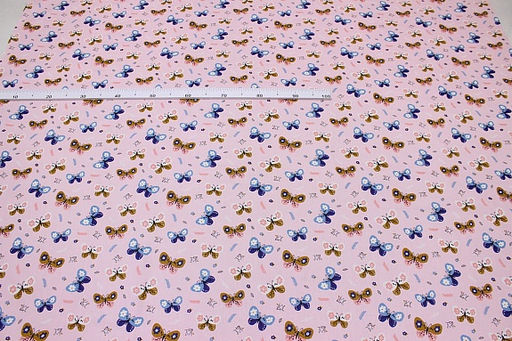 Сатин Яркие бабочки цв.бл.розовый, ш.1.60м, хлопок-100%, 110гр/м.кв - Купава фото 2