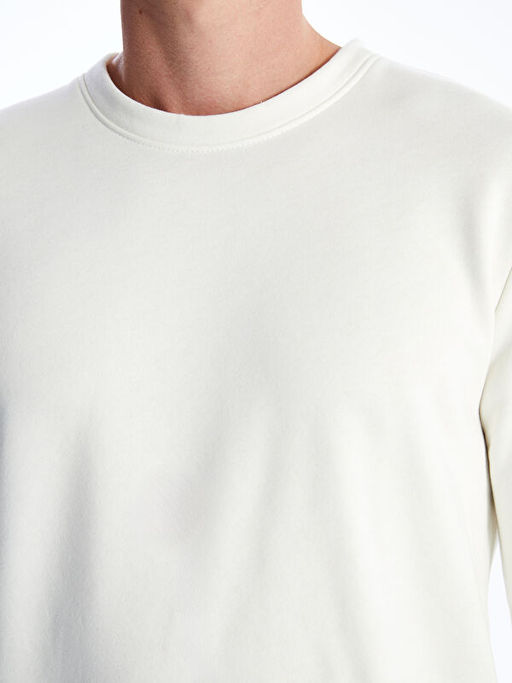 Bisiklet Yaka Uzun Kollu Erkek Kal?n Sweatshirt