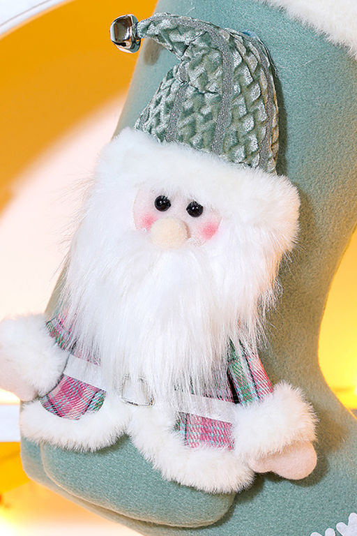 Новогодний носок для подарков зеленый Дед мороз 1 шт