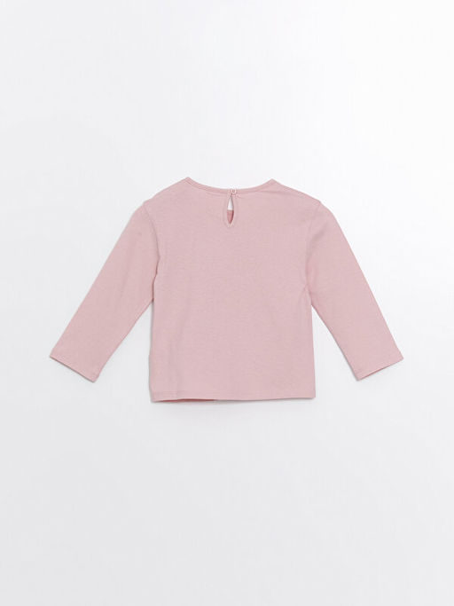 Bisiklet Yaka Bask?l? Uzun Kollu K?z Bebek Ti??rt - Waikiki фото 3