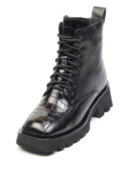 01-CG34-1 BLACK Ботинки демисезонные женские (натуральная кожа, байка)