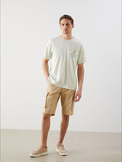 Bisiklet Yaka K?sa Kollu Bask?l? Penye Erkek Ti??rt